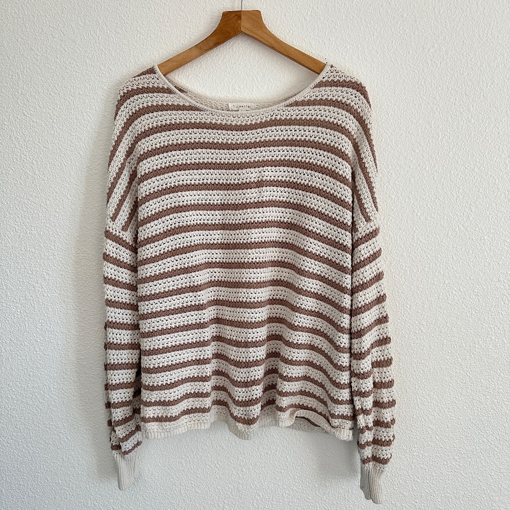 Blu Pepper 100% cotton Women's Slouchy Striped Drop Shoulder Sweater Large